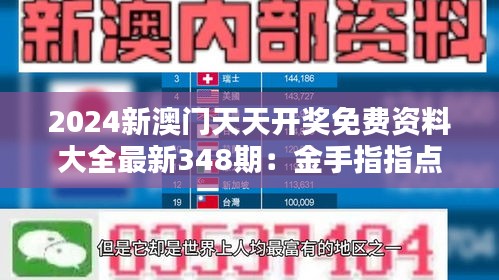 2024新澳门天天开奖免费资料大全最新348期：金手指指点，财运难挡