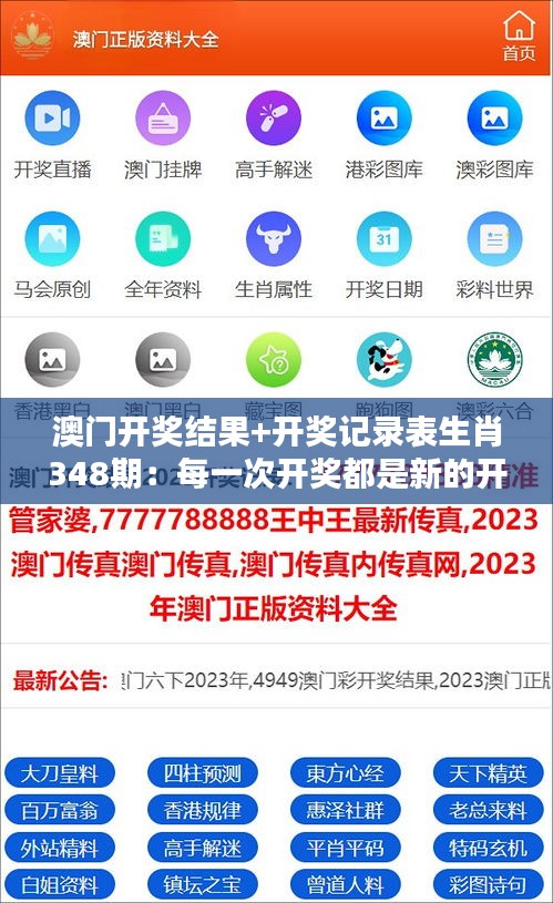 澳门开奖结果+开奖记录表生肖348期：每一次开奖都是新的开始