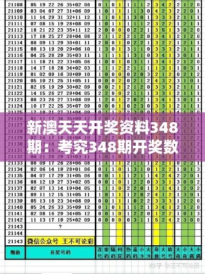 新澳天天开奖资料348期：考究348期开奖数据的关联性