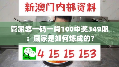 管家婆一码一肖100中奖349期：赢家是如何炼成的？