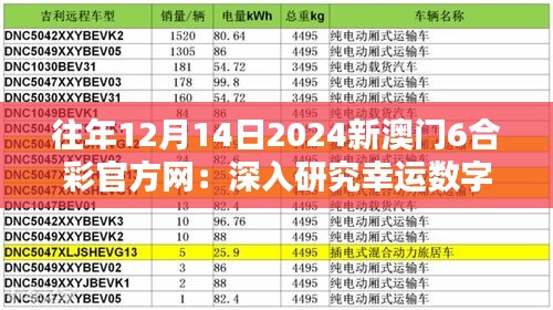 往年12月14日2024新澳门6合彩官方网：深入研究幸运数字背后的统计学原理