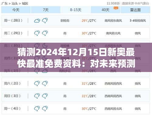 猜测2024年12月15日新奥最快最准免费资料：对未来预测的谨慎乐观