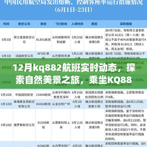 探索自然美景之旅，乘坐KQ882航班实时动态，寻找内心的宁静与平和