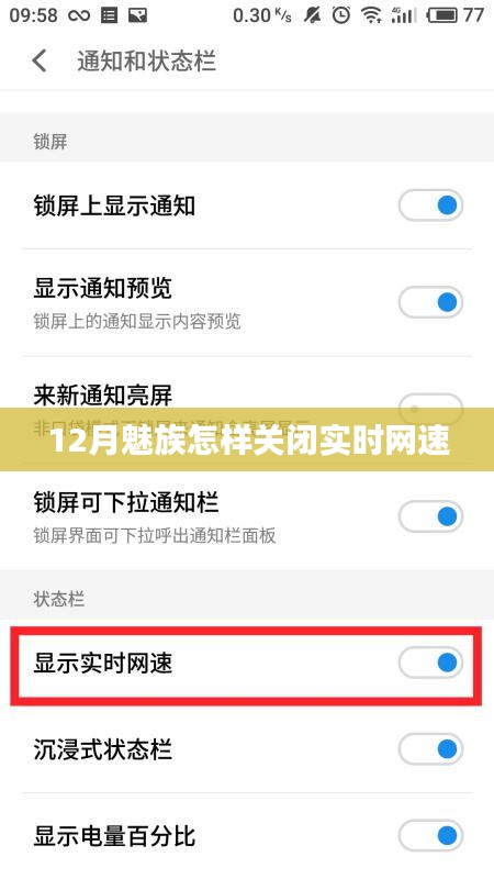 魅族手机关闭实时网速教程