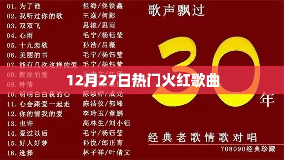 12月27日热门歌曲火热来袭