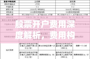 股票开户费用深度解析，费用构成、标准与优惠一网打尽！