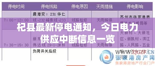 杞县最新停电通知，今日电力供应中断信息一览