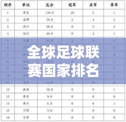 全球足球联赛国家排名榜单揭晓！