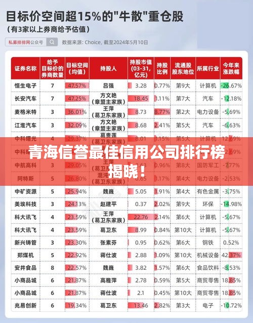 青海信誉最佳信用公司排行榜揭晓！