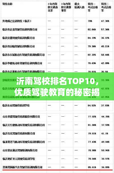 沂南驾校排名TOP10，优质驾驶教育的秘密揭晓