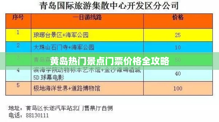 黄岛热门景点门票价格全攻略