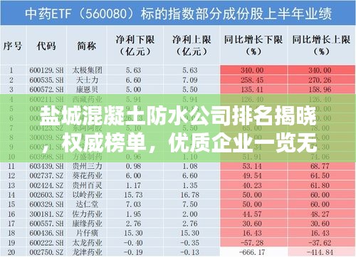 盐城混凝土防水公司排名揭晓，权威榜单，优质企业一览无余！