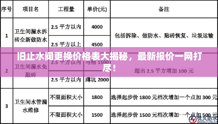 旧止水阀更换价格表大揭秘，最新报价一网打尽！