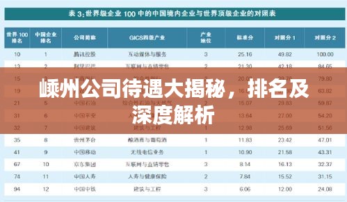 嵊州公司待遇大揭秘，排名及深度解析