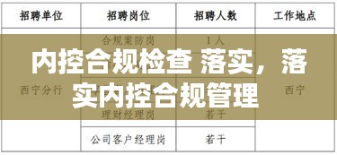 内控合规检查 落实，落实内控合规管理 