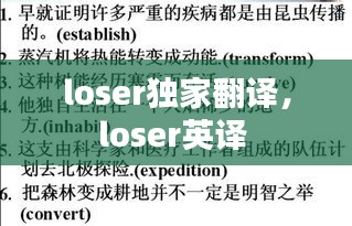 loser独家翻译，loser英译 